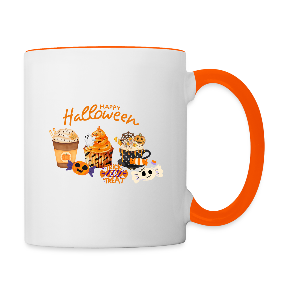 Tasse zweifarbig -Sweet Halloween - Weiß/Orange