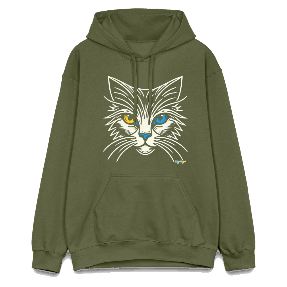 Gildan Unisex Softstyle® Midweight Hoodie -  Cat - Militärgrün