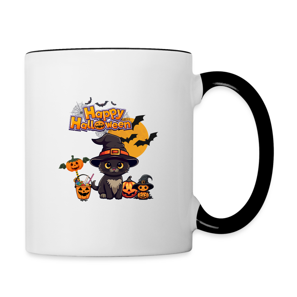 Tasse zweifarbig - Happy Halloween - Weiß/Schwarz