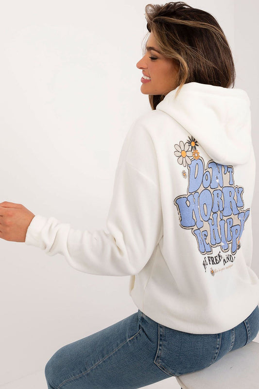 Hoodie in Beige mit 'Don't Worry'-Slogan auf dem Rücken