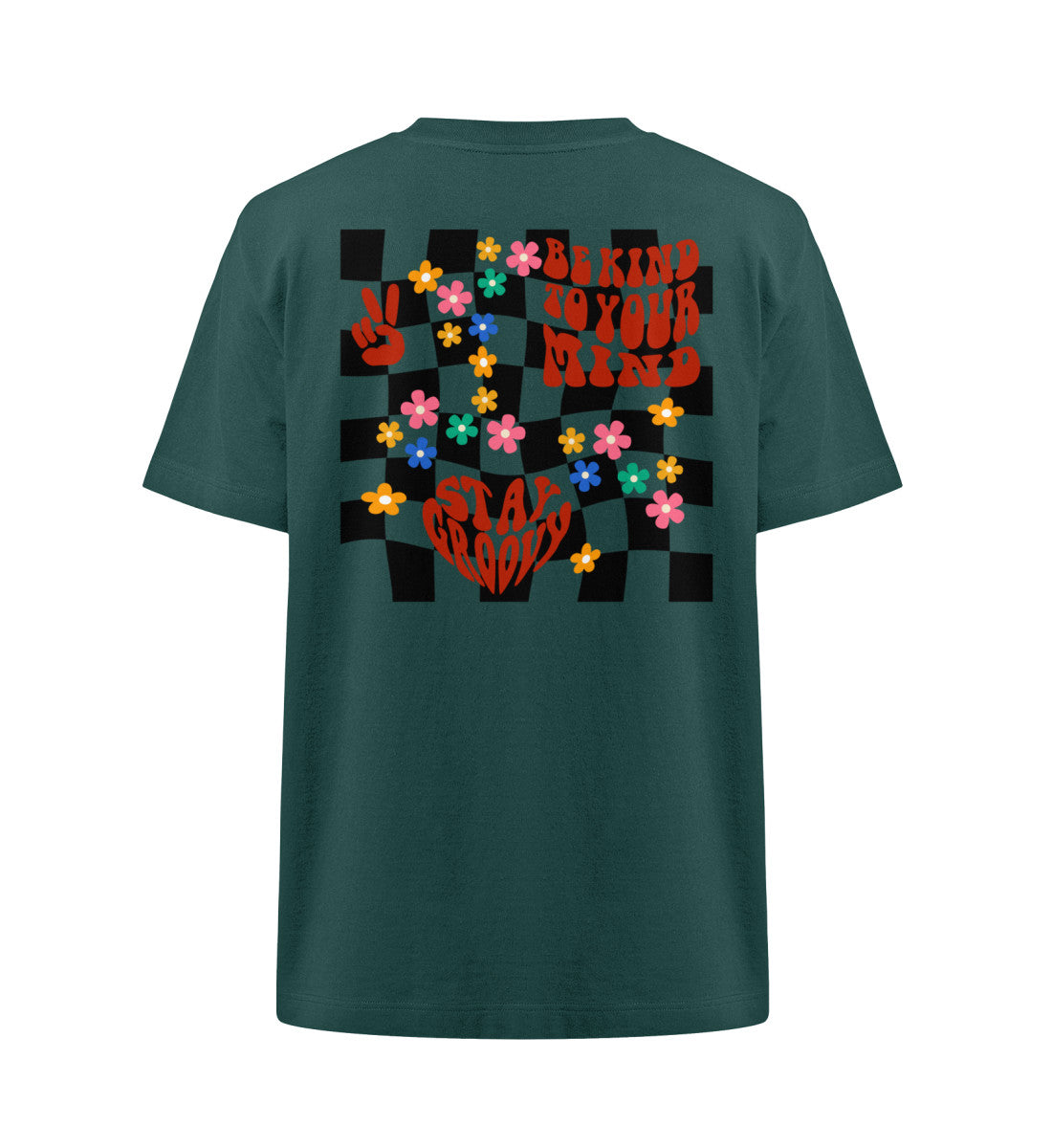 Rückansicht des 60's Freestyler T-Shirts in Glazed Green mit Retro-Design-Aufdruck. Oversized und bequem für einen Vintage-Look.