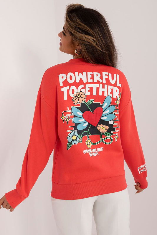 Damen-Sweater mit ‚Spread Love‘ Slogan auf dem Rücken, ideal für Streetwear und Freizeit-Looks