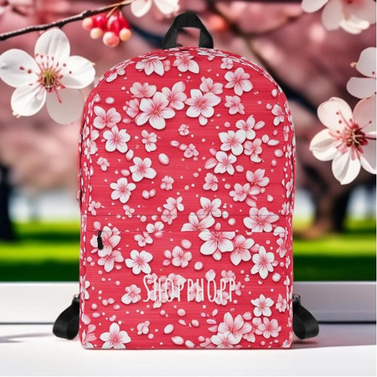 Rucksack Rosa mit Kirschblüten