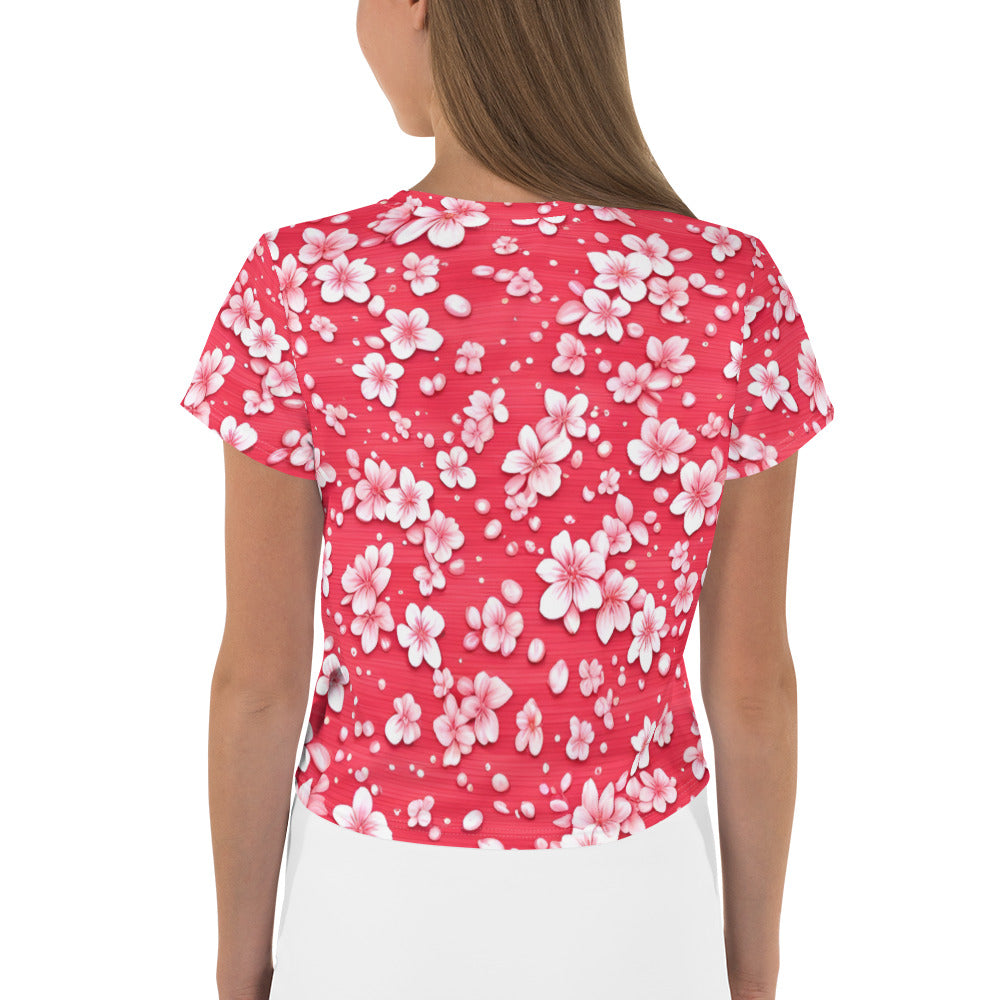 Kirschblüte Bauchfreies T-Shirt| Crop-Top