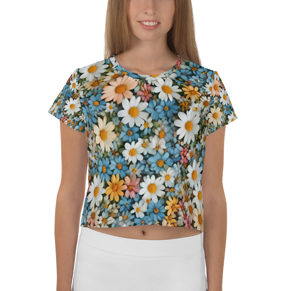 Bauchfreies T-Shirt mit Margarete Blumen