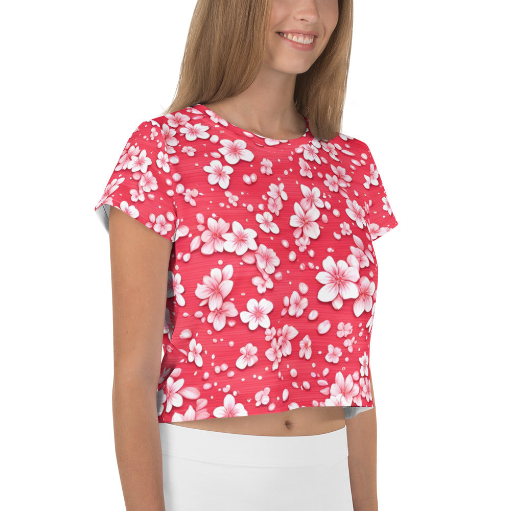 Kirschblüte Bauchfreies T-Shirt| Crop-Top