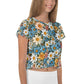 Bauchfreies T-Shirt mit Margarete Blumen