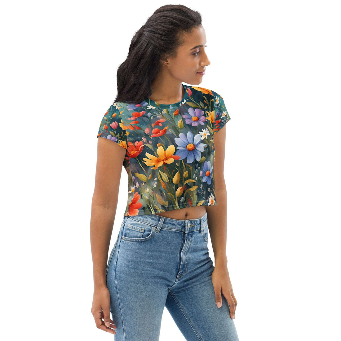 Bauchfreies Flower Crop-Top