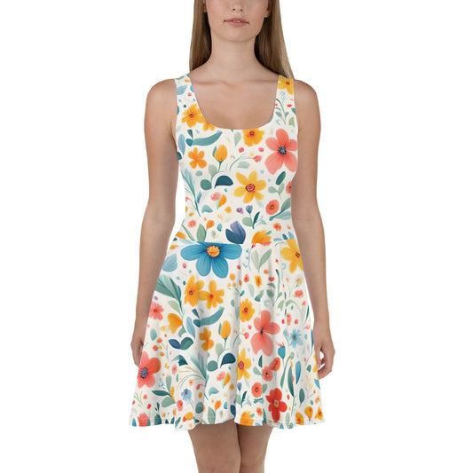 Skater-Kleid, Sommerkleid mit Wiesenblumen