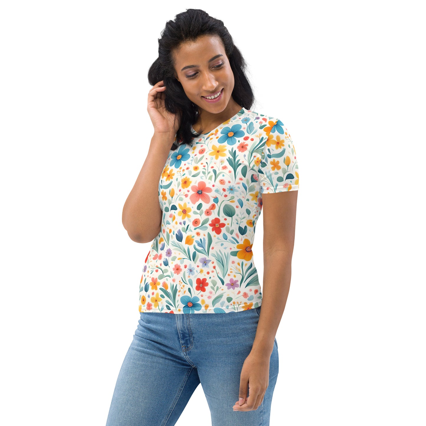 T-Shirt Damen mit Wiesenblumen Muster