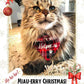 Lustiges Magnetfoto zu Weihnachten mit süßer Katze und festlichem Accessoire, personalisierbar im Format 10x15 cm