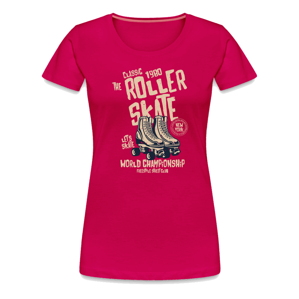 Roller Skate Premium T-Shirt - dunkles Pink