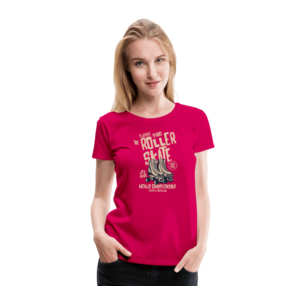 Roller Skate Premium T-Shirt - dunkles Pink