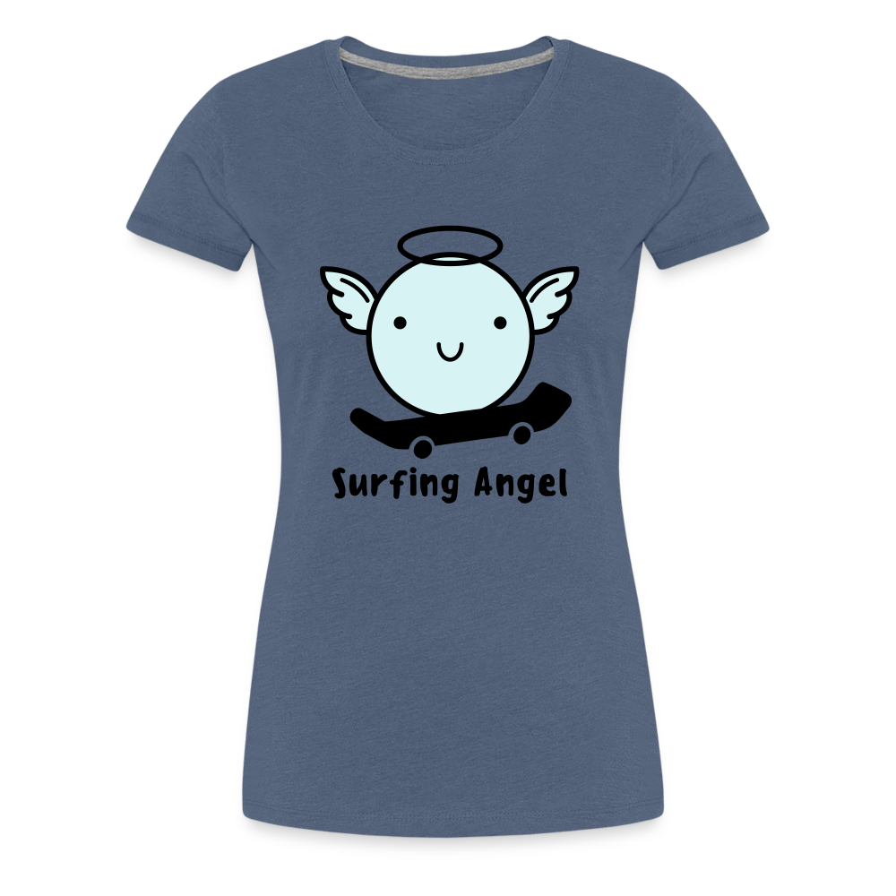 Surfing Angel Premium T-Shirt - Blau meliert