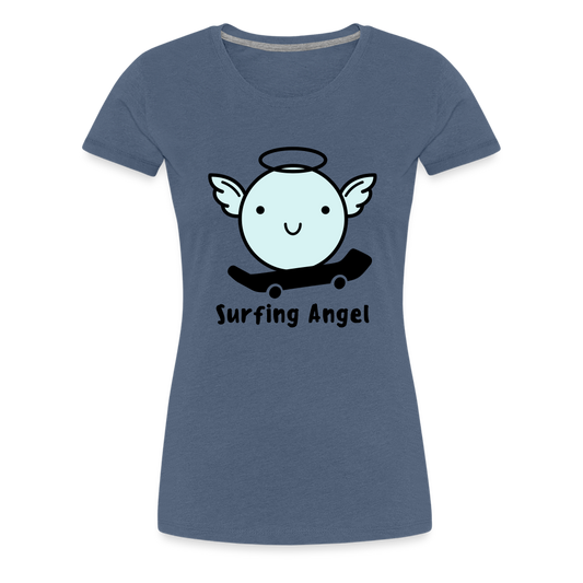 Surfing Angel Premium T-Shirt - Blau meliert