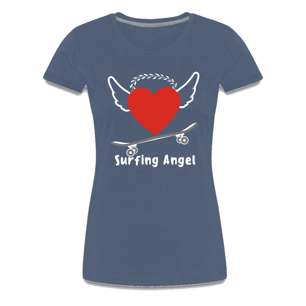 Dark Surfing Angel Premium T-Shirt - Blau meliert