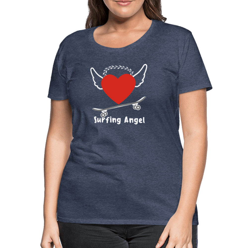 Dark Surfing Angel Premium T-Shirt - Blau meliert