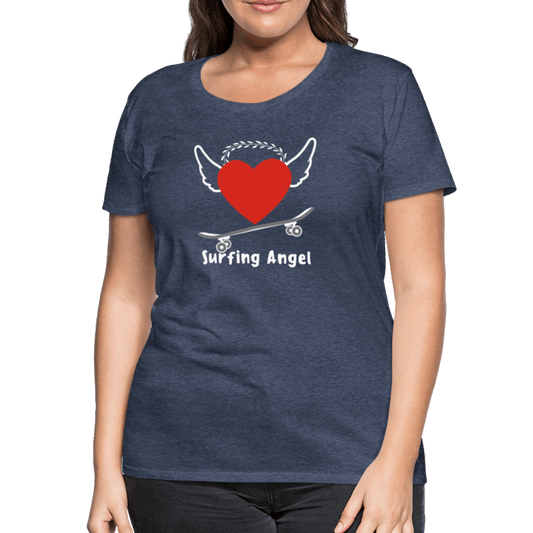 Dark Surfing Angel Premium T-Shirt - Blau meliert