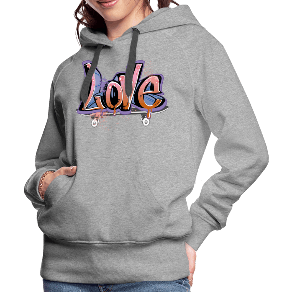 Love Skate Premium Hoodie - Grau meliert