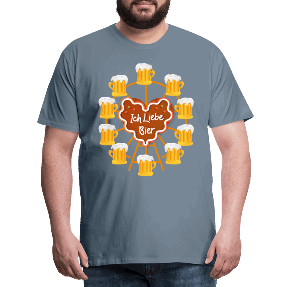 Bier Liebe Männer Premium T-Shirt - Blaugrau