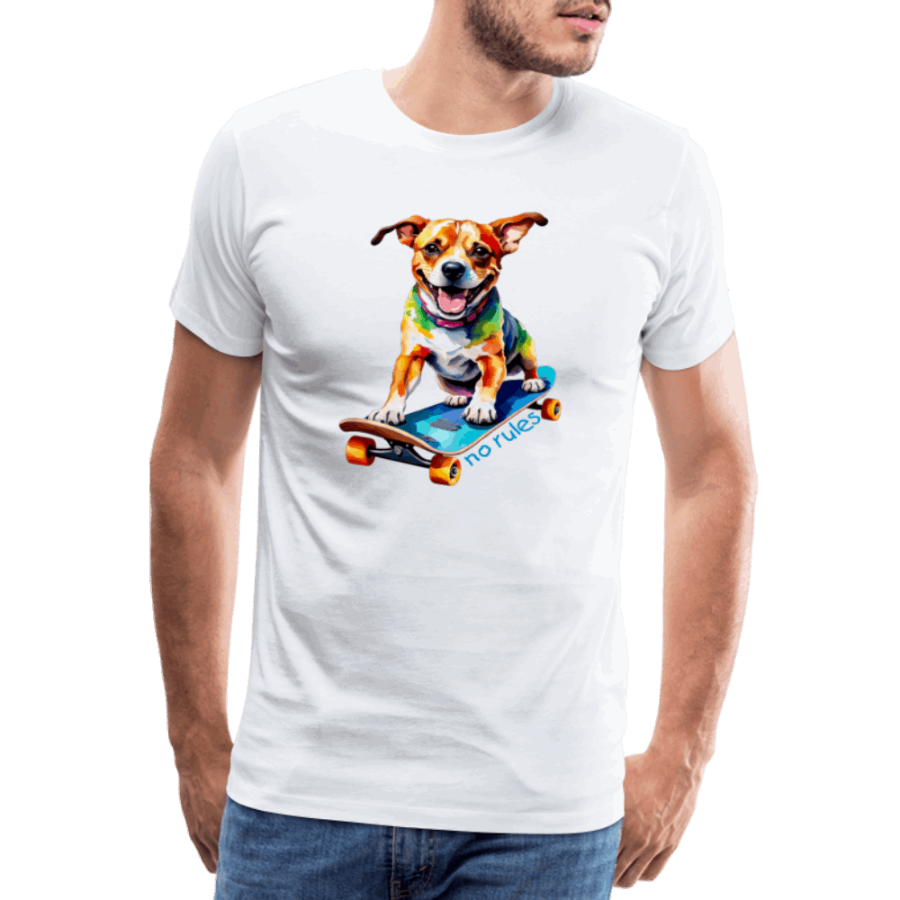 Happy Skater Dog Männer Premium T-Shirt - weiß