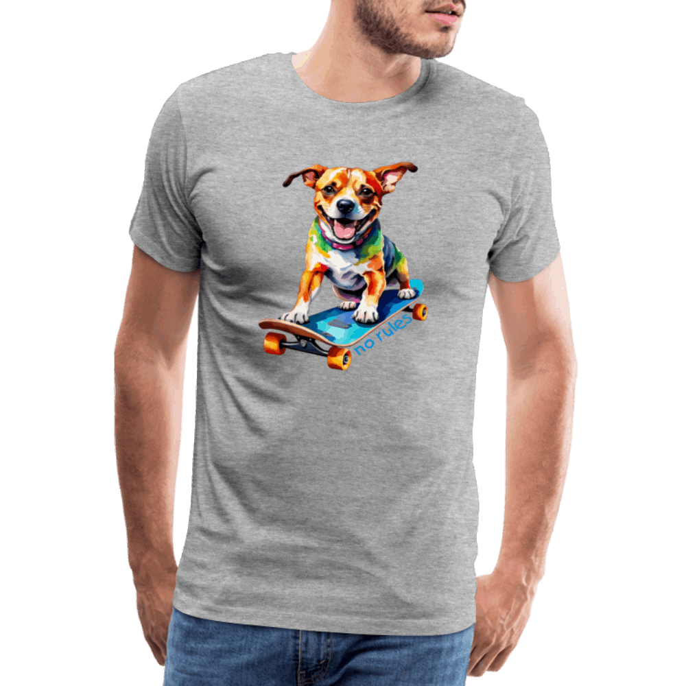 Happy Skater Dog Männer Premium T-Shirt - Grau meliert