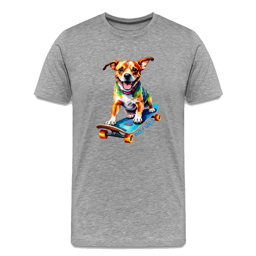 Happy Skater Dog Männer Premium T-Shirt - Grau meliert