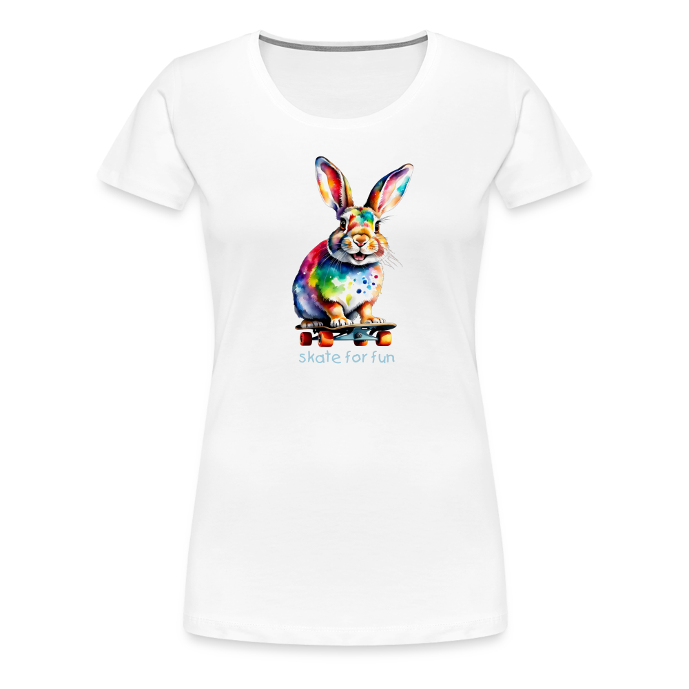 Happy Skater Hase Damen Premium T-Shirt - weiß