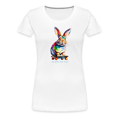 Happy Skater Hase Damen Premium T-Shirt - weiß