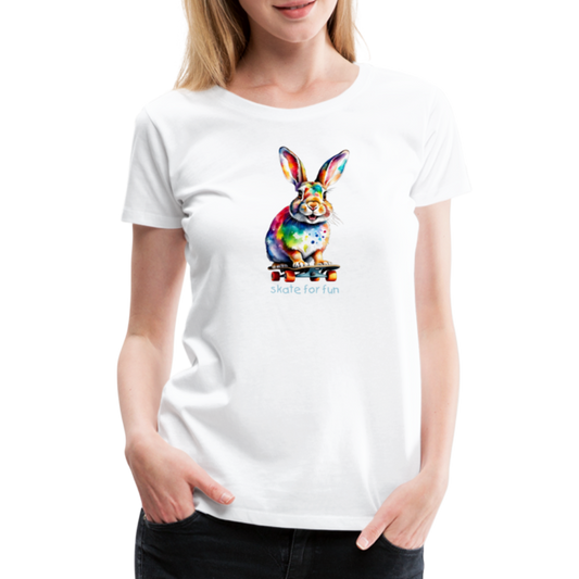 Happy Skater Hase Damen Premium T-Shirt - weiß