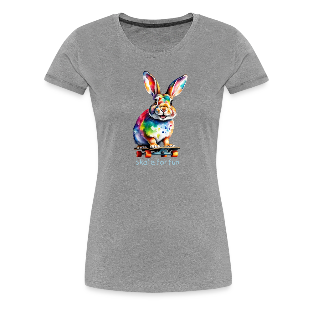 Happy Skater Hase Damen Premium T-Shirt - Grau meliert