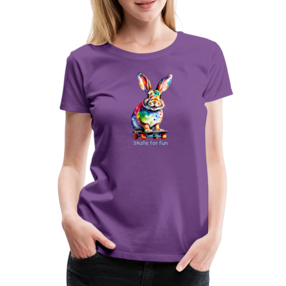 Happy Skater Hase Damen Premium T-Shirt - Lila