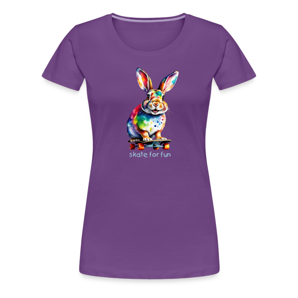 Happy Skater Hase Damen Premium T-Shirt - Lila