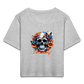 Cropped T-Shirt mit Totenkopf - Grau meliert