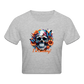 Cropped T-Shirt mit Totenkopf - Grau meliert