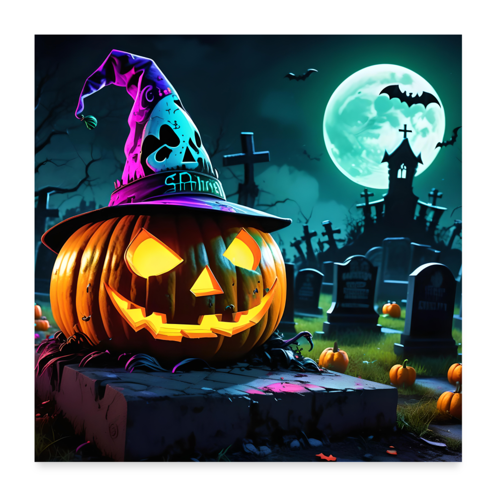 Poster 60x60 cm - Halloween - Weiß