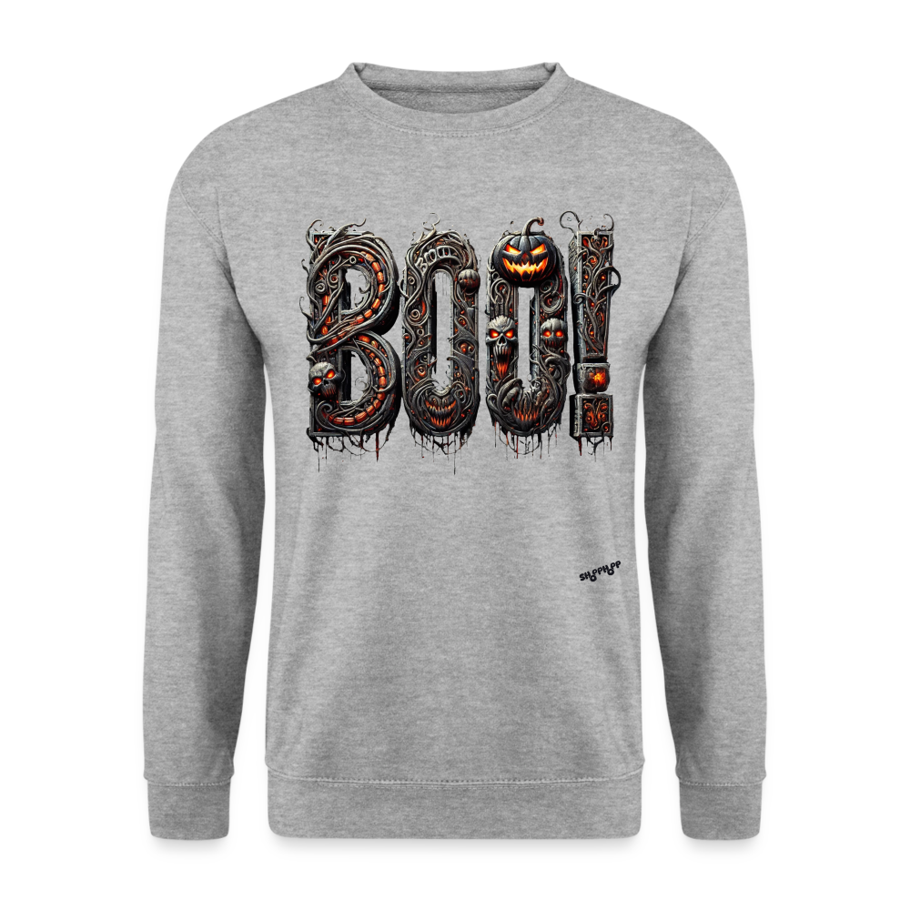 Unisex Pullover -  Grusel BOO! - Weißgrau meliert